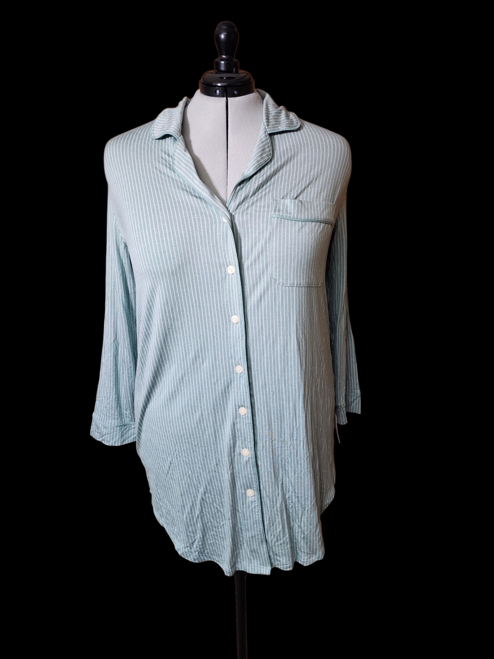 Auden Sage Striped Button-Front Pajama Top